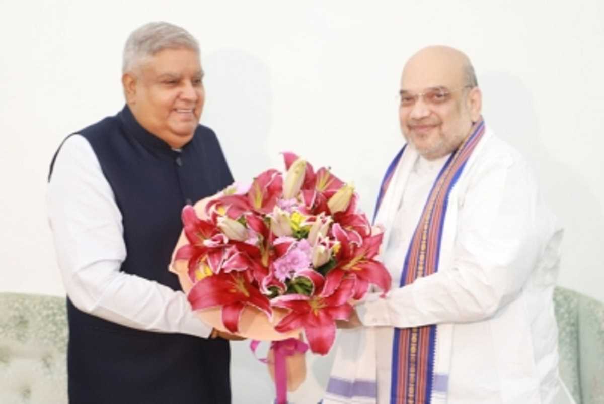 उपराष्ट्रपति पद के उम्मीदवार जगदीप धनखड़ मिले अमित शाह से